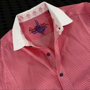 Robert Graham Skull Pink Gingham Plaid Shirt